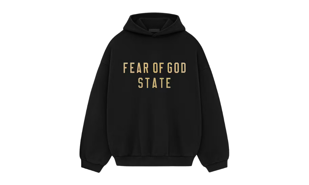 Fear of God Essentials Yellow State Fleece Hoodie Black