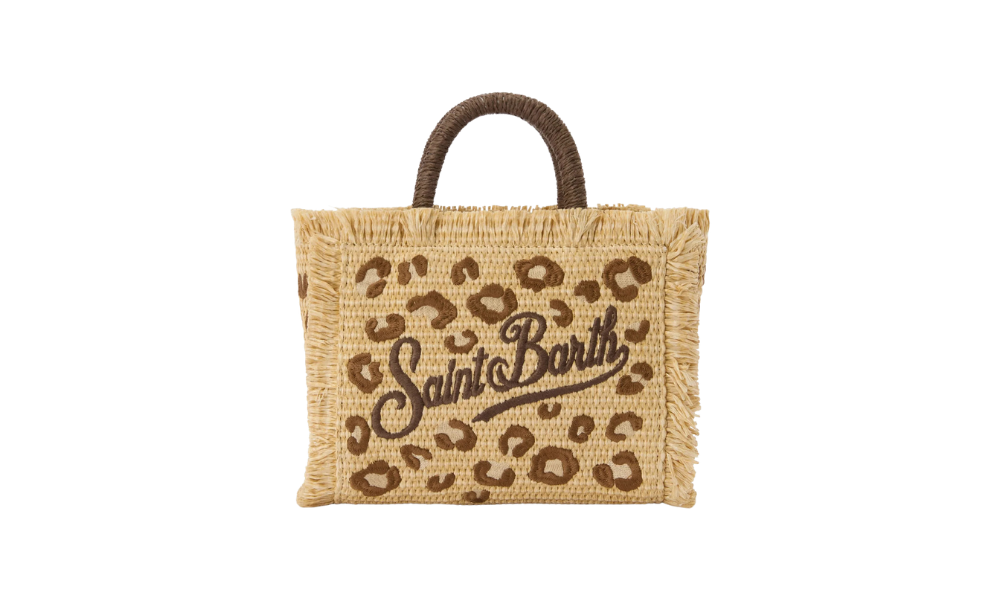 MC2 Saint Mini Straw Leopard Vanity Bag