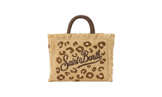 MC2 Saint Mini Straw Leopard Vanity Bag