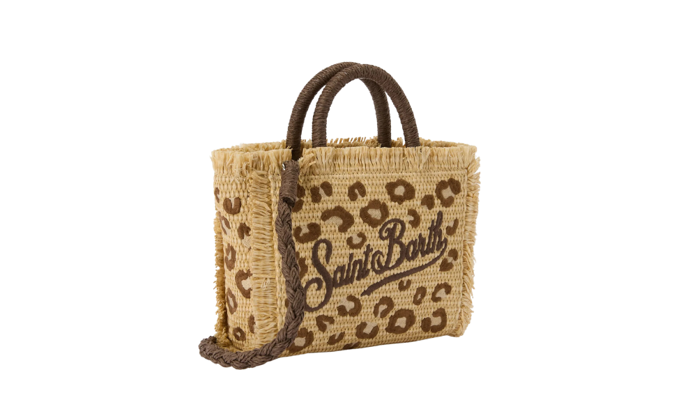 MC2 Saint Mini Straw Leopard Vanity Bag