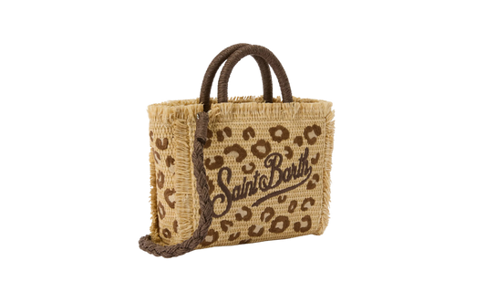 MC2 Saint Mini Straw Leopard Vanity Bag