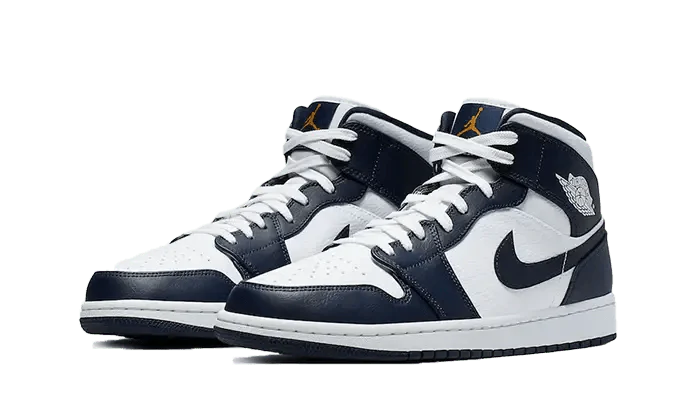 Air Jordan 1 Mid White Metallic Gold Obsidian